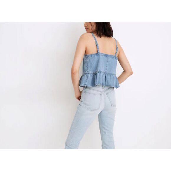 Madewell light Denim Peplum Cami size 4 - Picture 3 of 13